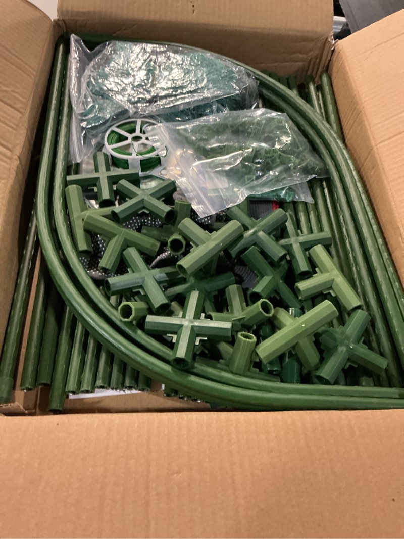Condition photo showing Good Condition for cucumber trellis for raised bed 51 x 50 inch u-shape garden trellis for climbing plants outdoors metal garden cucumbers arch trellis, cucumber plant support for tomato, pea, zucchini, vine flower 1pc 51 x 50 in green