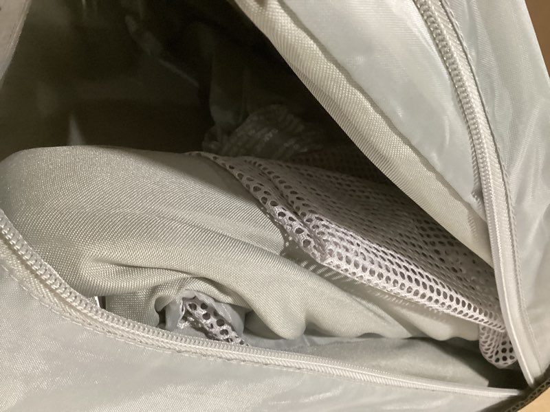 Condition photo showing Good Condition for Dream On Me Travel Light Baby Playard with Zipper Access Door, Breathable Mesh Sides with Soft Comfortable Mattress, Easy Fold Design with Travel Carry Bag, Compact Space Saving Design - Grey Gray Playard with Zipper Door