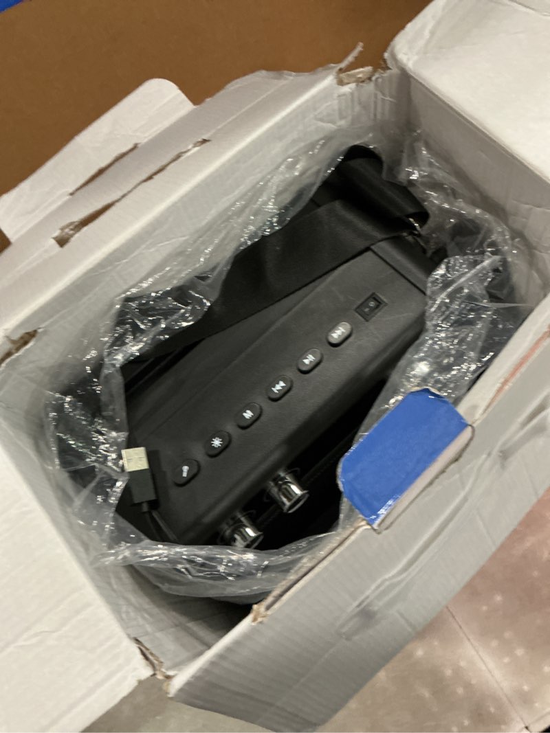 Condition photo showing Good Condition for vosoco karaoke machine with 2 wireless microphones, portable bluetooth speaker for adults kids, pa systems support tws echo adjust tf usb aux for home party outdoor travel t03-2 mics