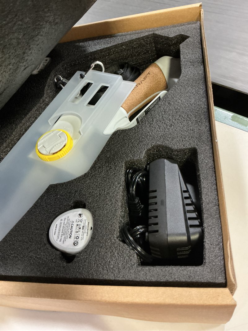 Condition photo showing New/Like New for InoKraft Brushless 4" Cordless Mini Chainsaw, Portable Handheld Design for Tree Trimmer, Courtyard and Garden, with 2 Battery and Charger