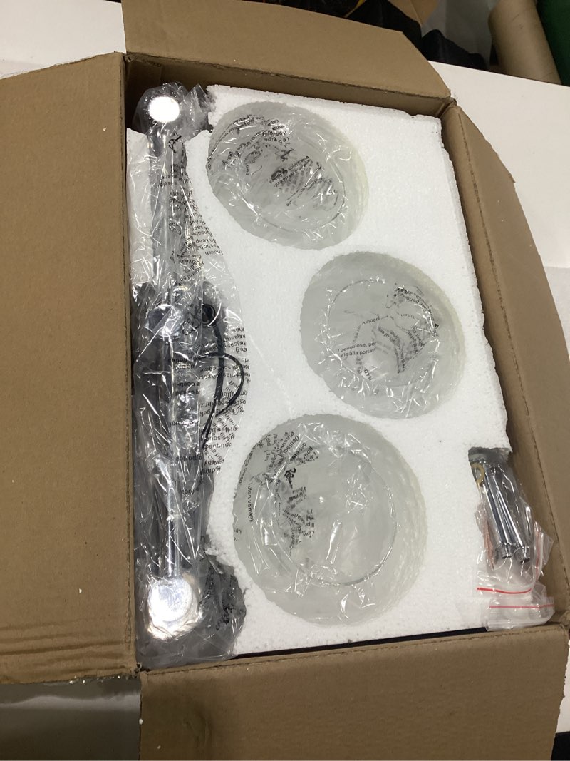 Condition photo showing New/Like New for 3 lights bathroom vanity light fixtures chrome, bathroom lights over mirror, industrial and farmhouse 3 light wall sconce, polished chrome globe vanity lighting fixtures 3 lights polished chrome