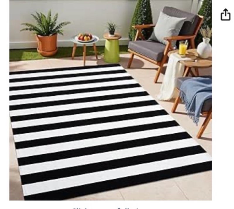 olanly black and white striped rug 4' x 6' – washable cotton indoor outdoor doormat for front door, 