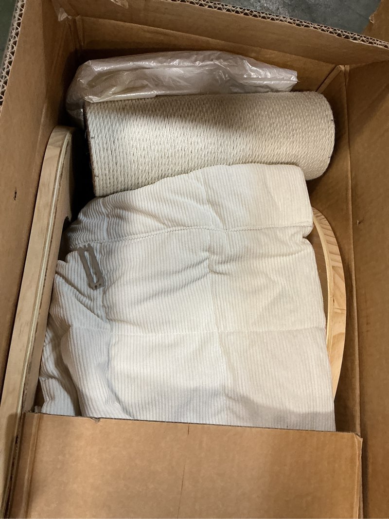 Condition photo showing As Is for Floor to Ceiling Cat Tree, 5-Tier Adjustable Height(88-126in) Solid Wood Climbing Tower with Sisal Scratching Post, Transparent Capsule and Cozy Hammock 5-tier cat tree