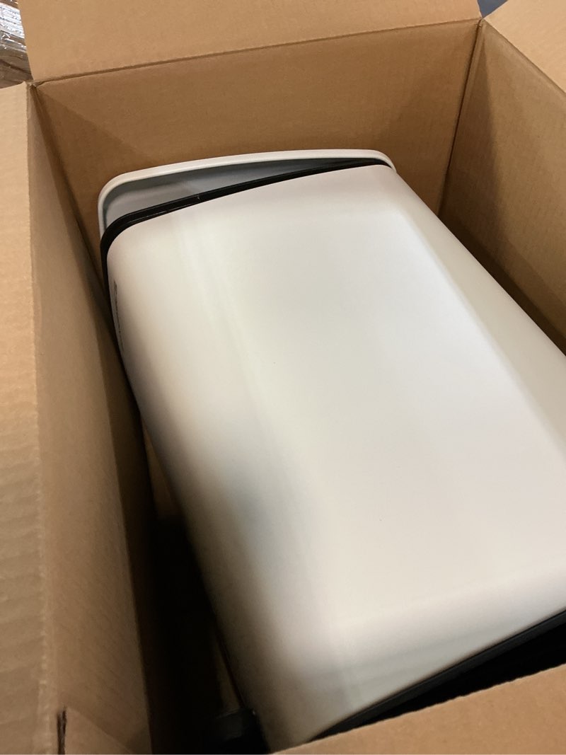 Condition photo showing Good Condition for songmics kitchen trash can, 5.2-gallon (20 l) trash bin, stainless steel garbage can, with inner bucket, soft close and stays open, cloud white ultb592w01