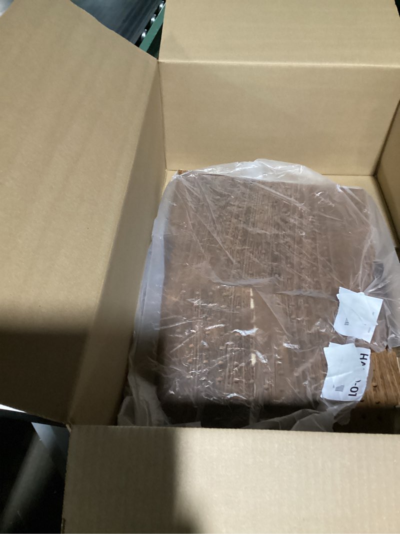Condition photo showing As Is for MOOCA Wood Standing Pegboard Jewelry Display With 48 Removable Peg Hooks and Accessory Organizer Screen Countertop Display- Perfect for Jewelry and Other Small Accessories, Brown Color.