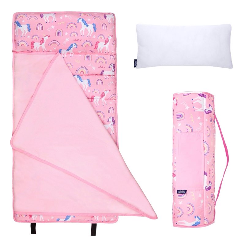 Wildkin 43-inch Kids Nap Mat – Soft Microfiber Toddler Sleeping Mat with Pillow