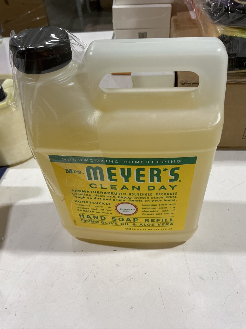 Condition photo showing New/Like New for Mrs. Meyer's Clean Day Liquid Hand Soap Refill, Honeysuckle, 33 Oz Honeysuckle 33 Fl Oz (Pack of 1)