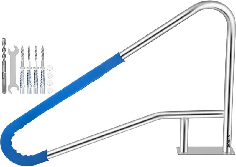 VEVOR Pool Rail 54x36 Pool Railing 304 Stainless Steel 250LBS Load Capacity Silver Rustproof Pool Ha