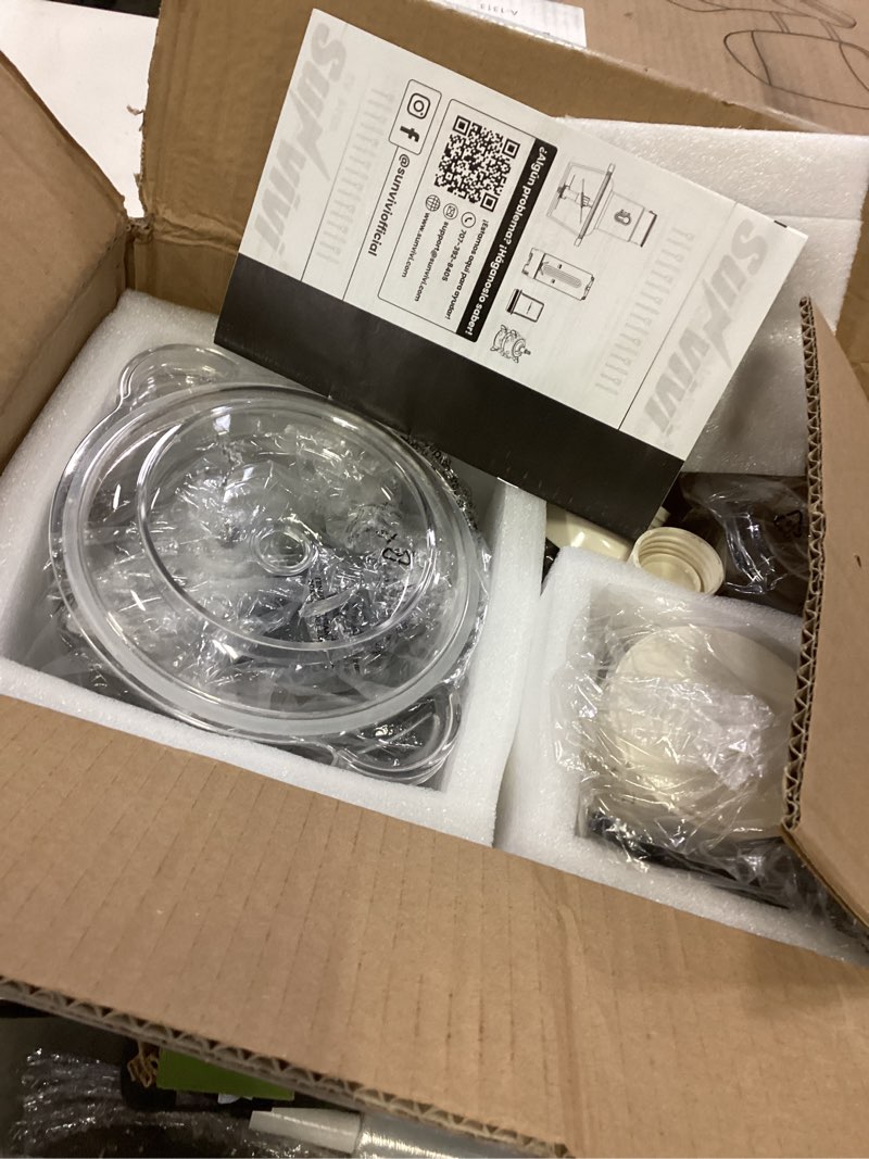 Condition photo showing Good Condition for Sunvivi 250W Electric Food Chopper, 4 in 1 Food Grinder for Grinding Meat, Peeling Garlic & Juicing, Variable Speed Blender and Food Processor Combo with 1.5L Glass Bowl & 2 Cups (0.4L+0.2L), Beige