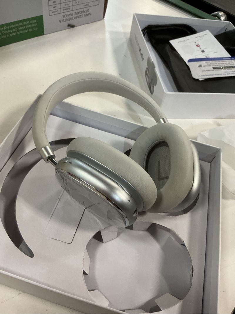 Condition photo showing New/Like New for nc95 hybrid active noise cancelling headphones with knob control, 65h playtime over ear headphones wireless bluetooth 6.0, app control, hi-res audio, comfort fit, clear calls for travel/workout silver