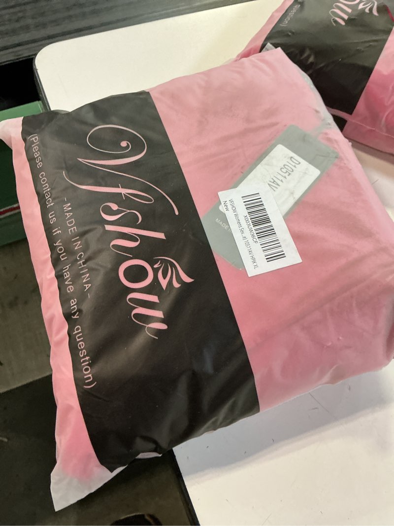 Condition photo showing New/Like New for (size xl)vfshow womens glitter sweetheart v neck twist front backless ruched ruffle slit formal evening gown maxi dress