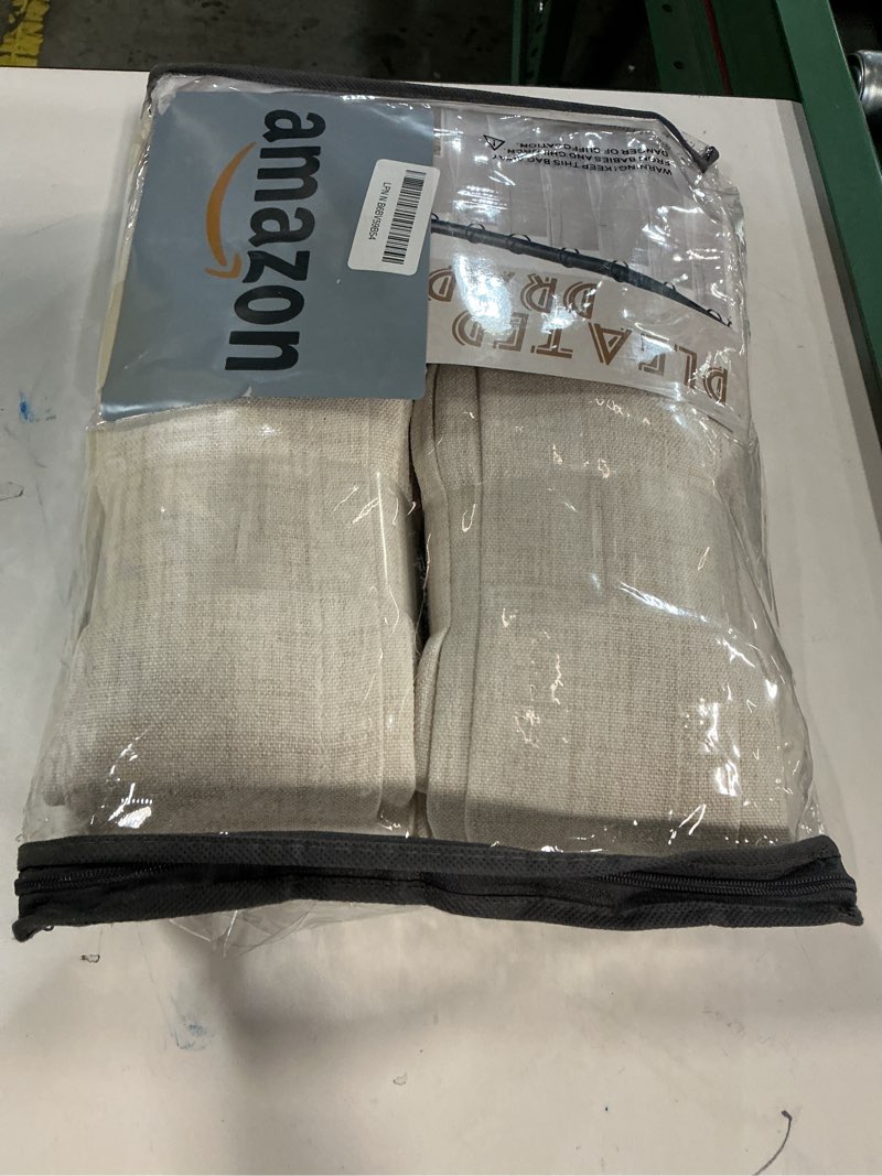 Condition photo showing New/Like New for Semi Sheer Curtains 90 Inches Long for Bedroom Light Filtering Beige Birch Textured Linen Blend Pleat Curtains 7-1/2 ft Length Hooks Rings&Back Tab for Sliding Glass Doors 2 Panels Set Birch 40"W x 90"L( Pack of 2)