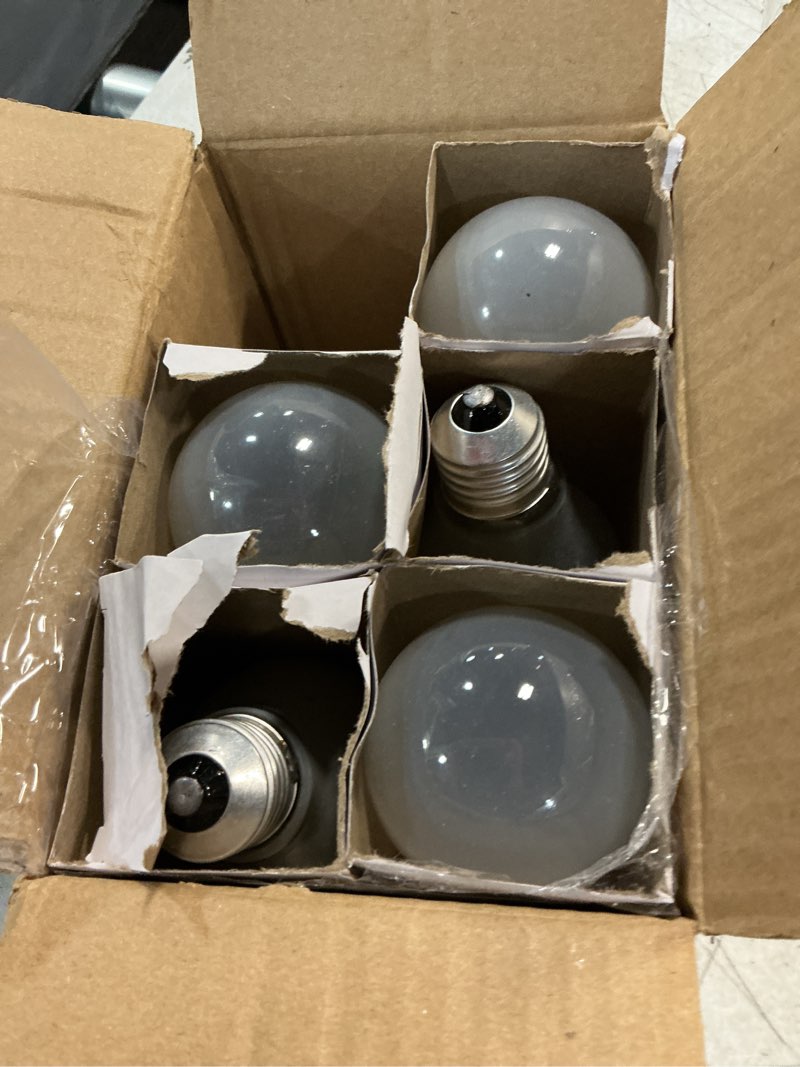 Condition photo showing Good Condition for (defective its a broken only 5 pack) 60 watt incandescent light bulbs, a19 shatter resistant rough service light bulb, soft white - 6 pack