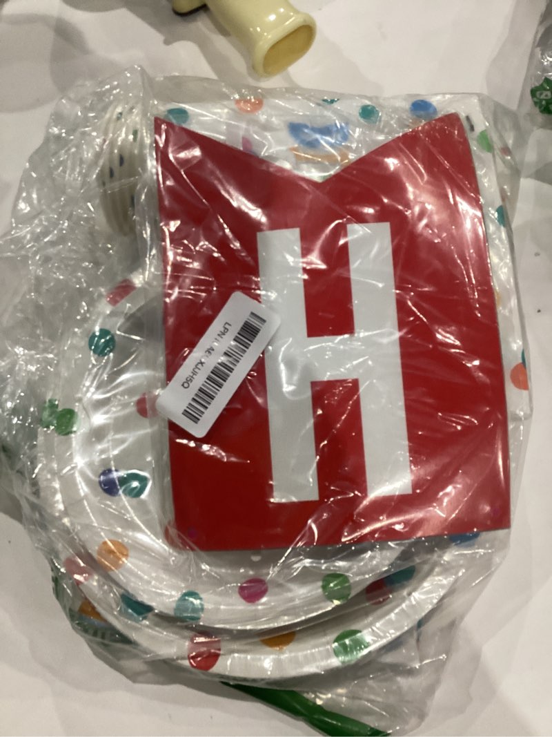 Condition photo showing Good Condition for Happy Birthday Decorations: Happy Birthday Party Supplies Set with Birthday Dots Design- Includes Disposable Paper Birthday Plates and Napkins, Cups, Tablecloth, and Banner for decorations, Serves 25.