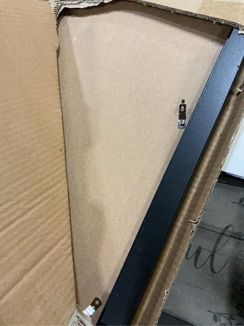 Condition photo showing As Is for 27x40 Poster Frame Black, 27x40 inch Movie Poster Frame with HD Plexiglass Durable and Scratch-proof for Horizontal or Vertical Wall Mounting, 1 Pack Black 27x40