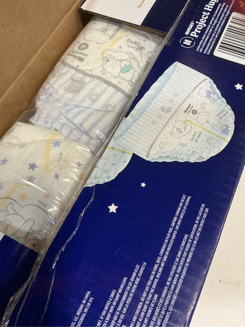 Condition photo showing New/Like New for Huggies Overnites Nighttime Baby Diapers, Size 4, 100Ct White Size 4