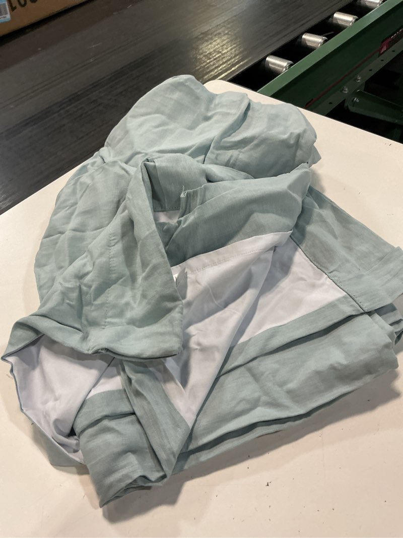 Condition photo showing Good Condition for european linen room darkening curtain - single panel 48”x84”  lightblue