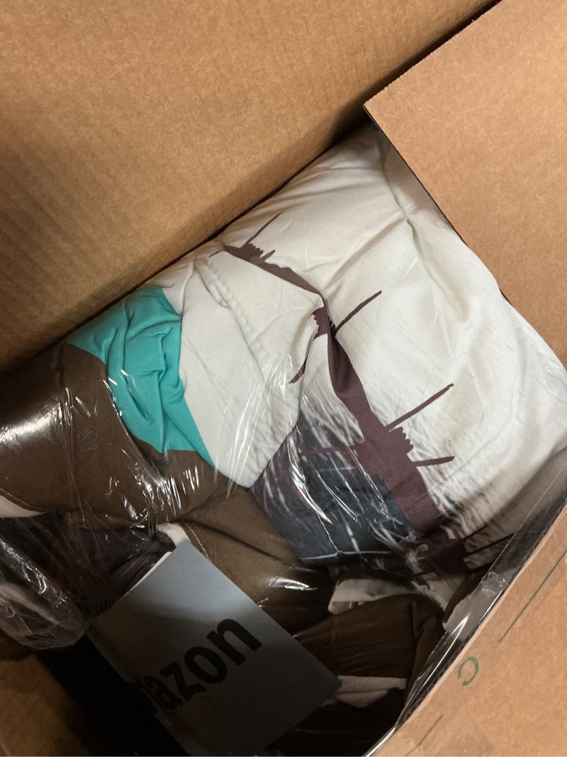 Condition photo showing Good Condition for feelyou horse bedding set comforter set rustic western cowboy cowhide print comforter cover for boys girls bedroom decor retro farmhouse horse teal blue brown duvet set twin size with 1 pillow case multi 89 twin