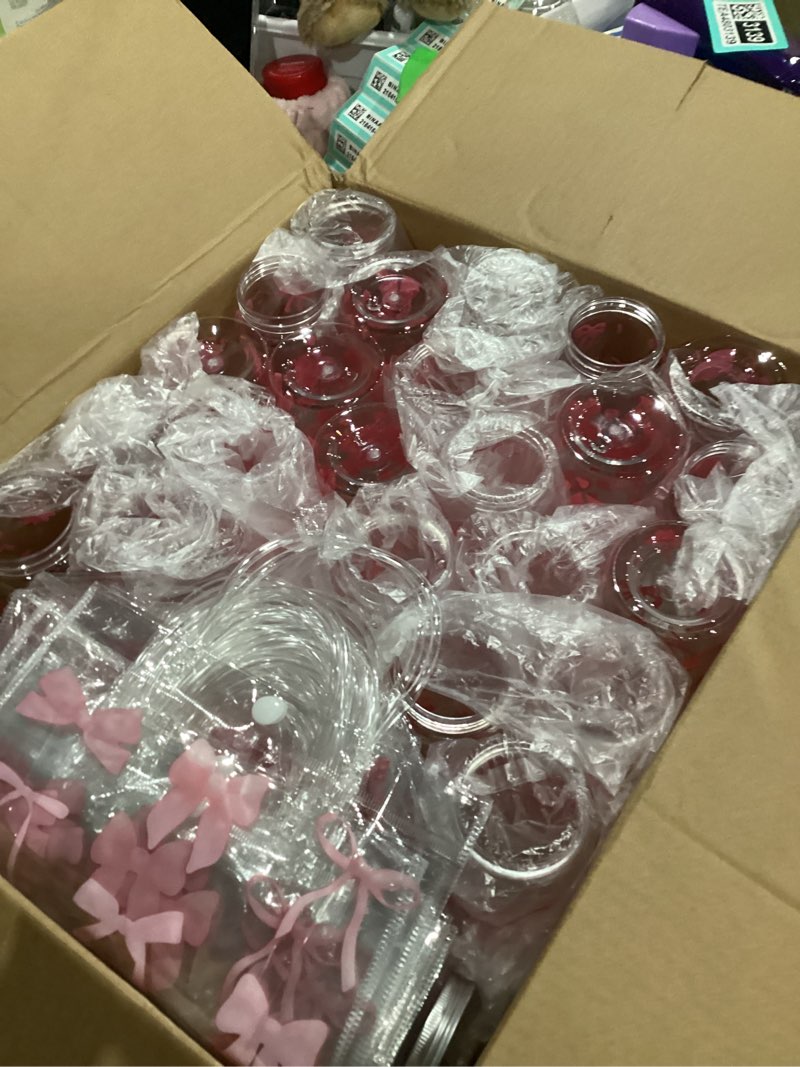Condition photo showing Good Condition for Remerry 24 Set Pink Bow Party Favors, Pink Bow Clear Gift Bags with Handle Plastic Cups with Lid and Straw 13.5 Oz, Acrylic Keychains for Coquette Birthday Party Bridal Shower Gifts 24 Ocean Theme