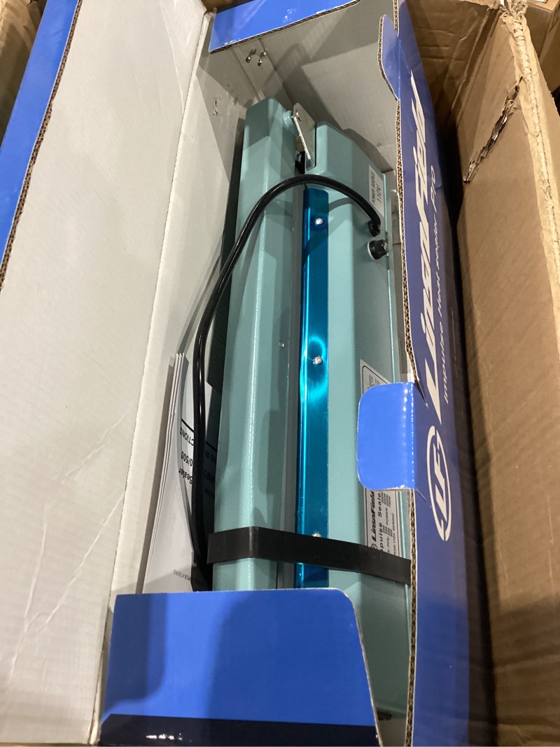 Condition photo showing Good Condition for sealer pro, patented 12inch impulse heat bag sealer, 7mm sealing width poly bag seal machine, 2 replacement kits 2 fuses included, blue 12inch-7mm sealing width blue