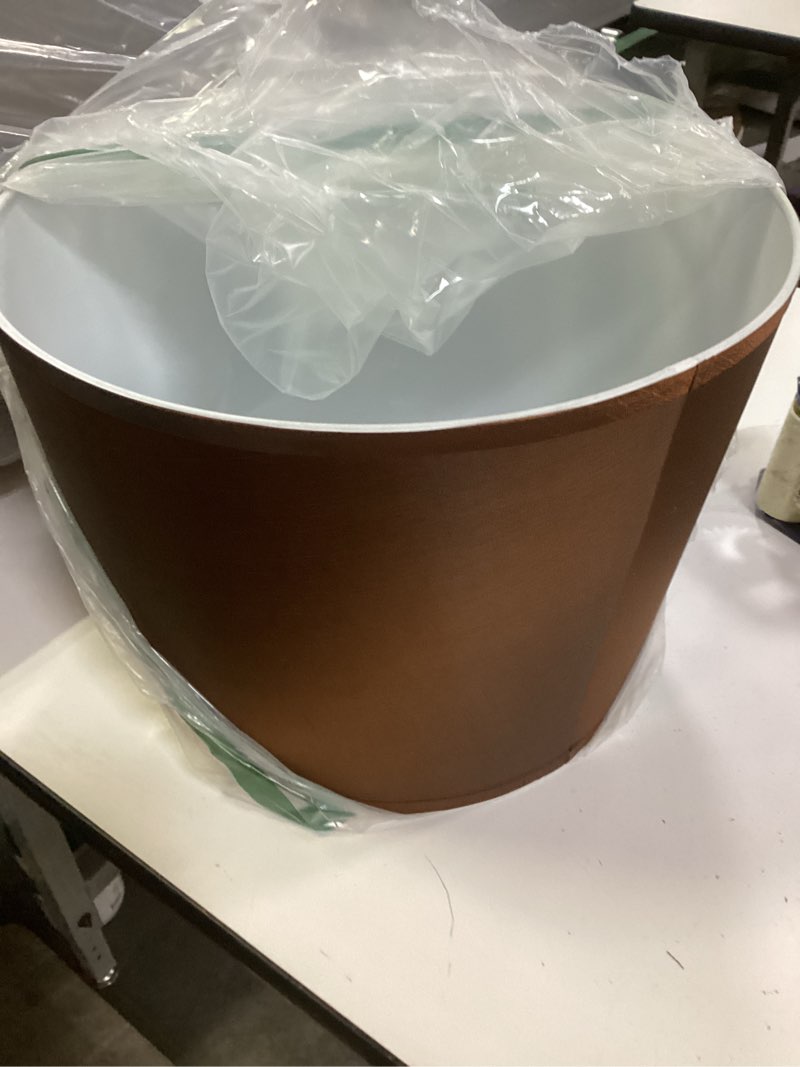 Condition photo showing Good Condition for Aspen Creative 32145A, Transitional Hardback Empire Shaped Spider Construction Lamp Shade in Dark Brown, 12" Top x 14" Bottom x 10" Slant Height Dark Brown Sateen