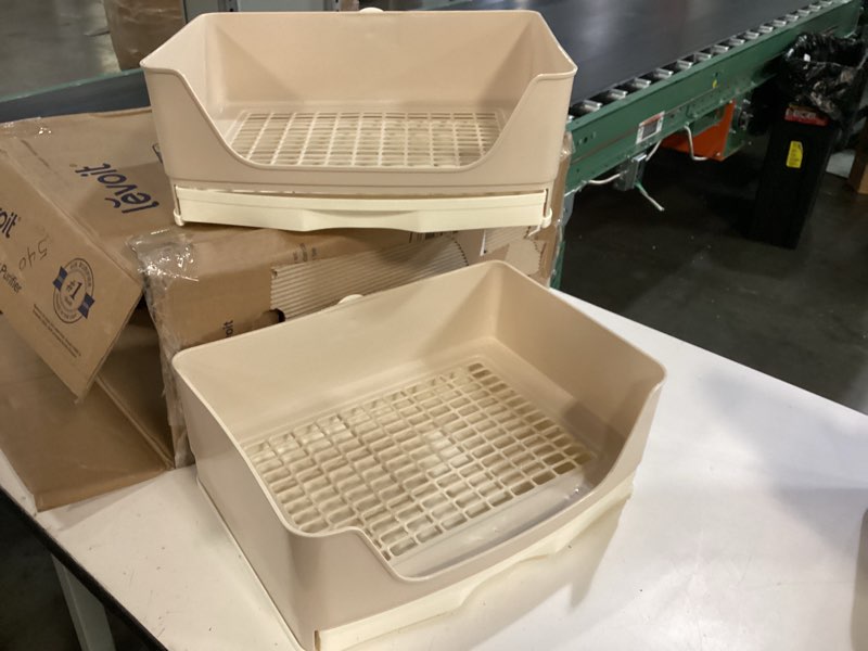 Condition photo showing New/Like New for brown rabbit litter box trainer with drawer, potty corner toilet for rabbits, guinea pigs, ferrets, and other small pets