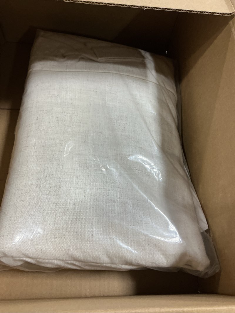 Condition photo showing Good Condition for Joydeco Linen Curtains 96 inch Length 2 Panel Set, Light Filtering Curtain for Living Room Bedroom, 52 inch Wide Drapes with Rod Pocket Back Tab (96" Lx52 W, Ivory on Linen) Ivory on Linen 52"W x 96"L (Pack of 2)
