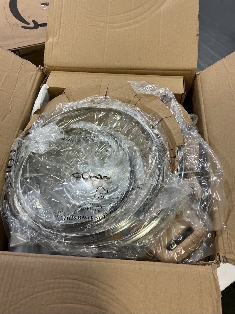 Condition photo showing Good Condition for CAROTE Pots and Pans Set Nonstick, White Granite Induction Kitchen Cookware Set, 10 Pcs Non Stick Cooking Set w/Frying Pans & Saucepans(PFOS, PFOA Free) Cream White 10 Piece