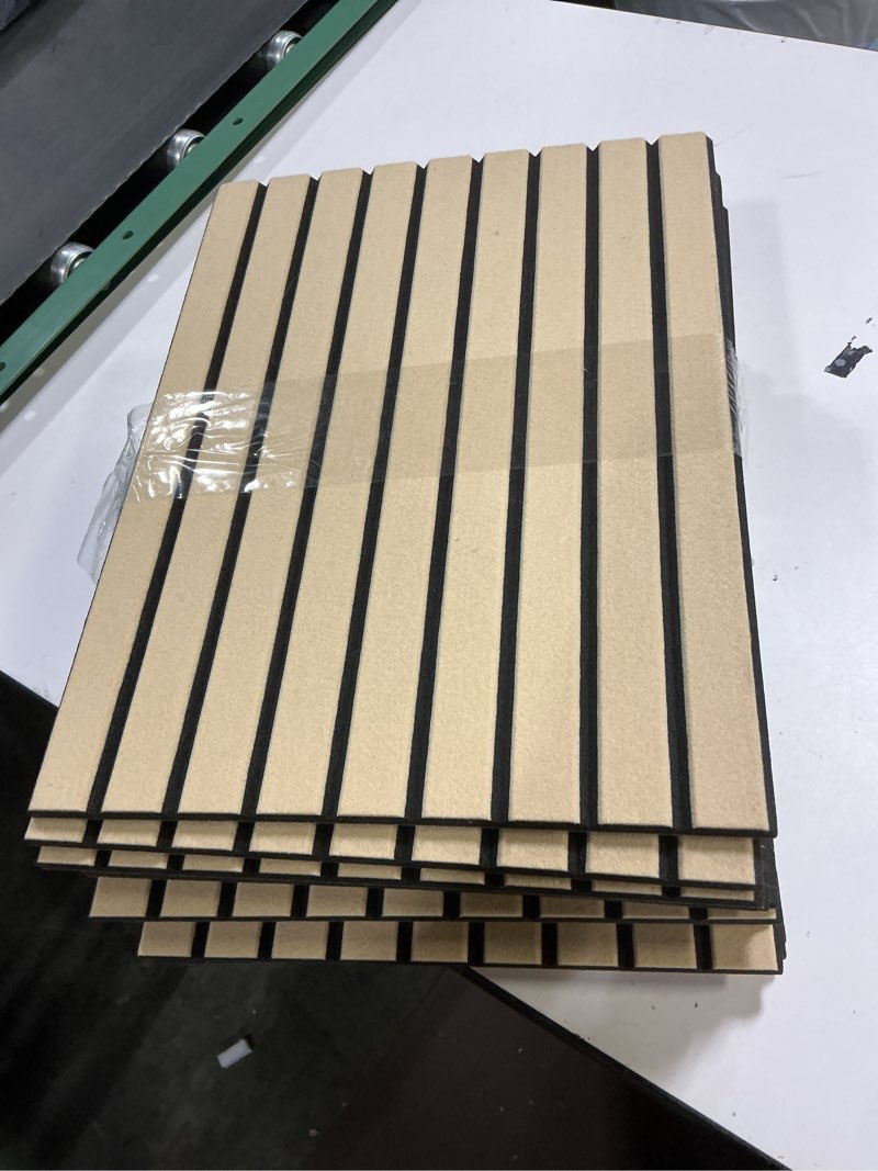 Condition photo showing Good Condition for                        Pushglossy 12 Pack Acoustic Panels Bulk 16x12x0.4 in Soundproof Wall Panels Sound Proof Padding Self Adhesive Felt Sound Absorbing Noise Dampening for Room, Office Decorative Studio, Khaki Touch the image to zoom in 12 Pack Acoustic Panels Bulk 16x12x0.4 in Soundproof Wall Panels Sound Proof Padding Self Adhesive Felt Sound Absorbing Noise Dampening for Room, Office Decorative Studio, Khaki