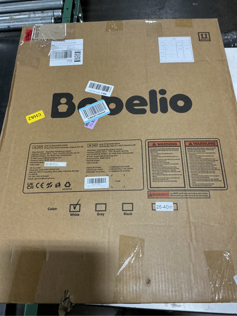 Condition photo showing Good Condition for BABELIO Safety Gate Door Fits for Stairs, Narrow and Wide Doorways with Auto Close, Easy Install, No Drilling, Pressure Mounted for Baby, Child, Pets, Dog/Puppy, 26''-40'', White White 30"Tall 26"-40" Wide