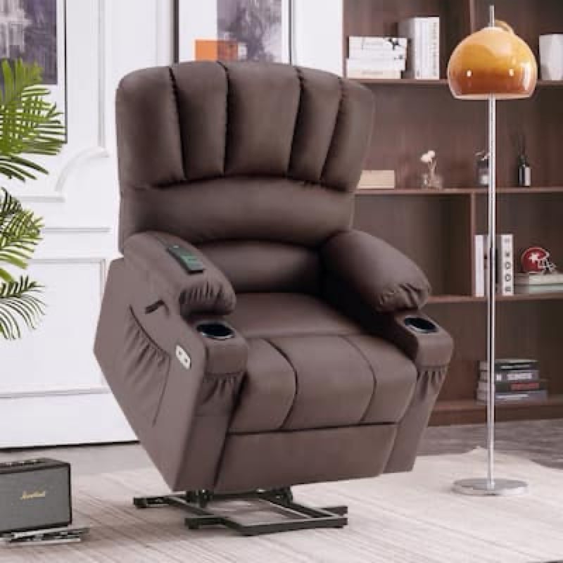 mcombo light brown large power lift recliner