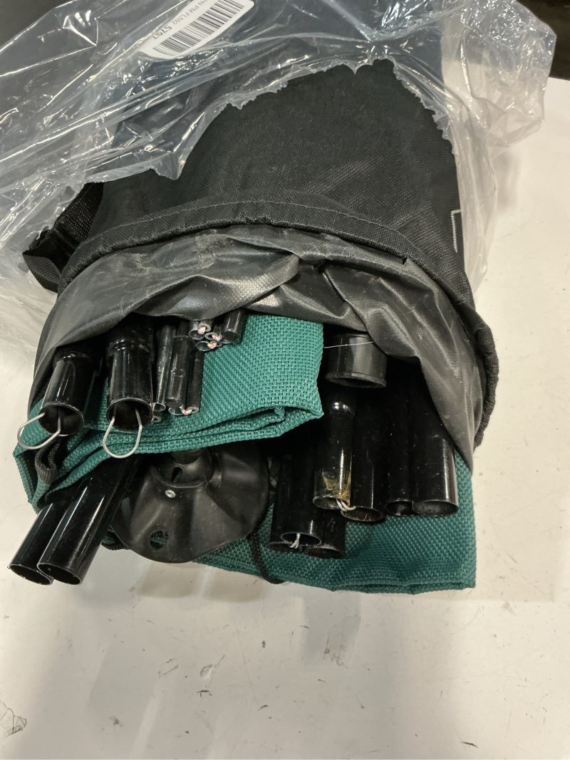 Condition photo showing As Is for 42" 2-in-1 Dog House for Medium Dogs, Elevted Dog House Outdoor/Indoor, Puppy Shelter Outside,Water Resistant 600D PVC and Durable 2x1 Textilene Raised Dog Bed(Green) X-Large: 42inch Green