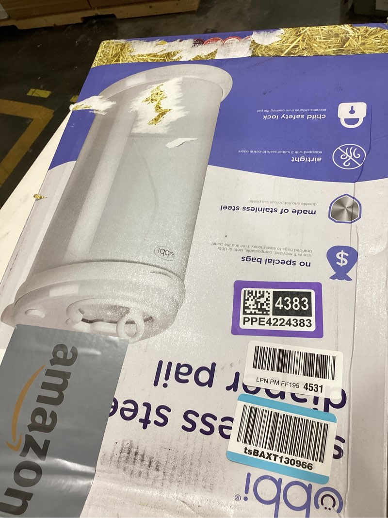 Condition photo showing Good Condition for ubbi steel diaper pail, odor locking, no special bag required, award-winning, registry must-have, white