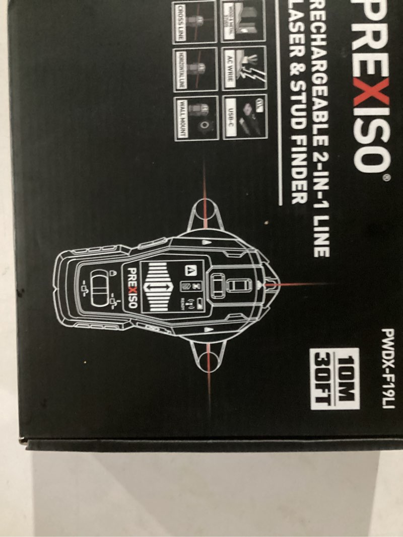 Condition photo showing New/Like New for PREXISO 2-in-1 Stud Finder with Laser Level, Rechargeable Multi Surface Cross Line Laser & Wall Stud Scanners Tool for Hanging Frames & Picture, Wood Ac Wire Metal Studs Joist Pipe Detection