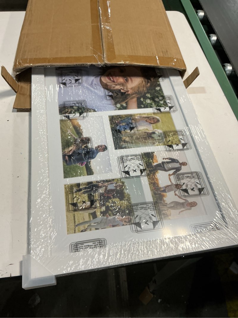 Condition photo showing New/Like New for Americanflat 12x30 Collage Picture Frame with Polished Plexiglass - Multi Picture Frames Fit One 8x10 and Eight 4x6 Photos or Use as One 12x30 Frame - Signature Collection - White