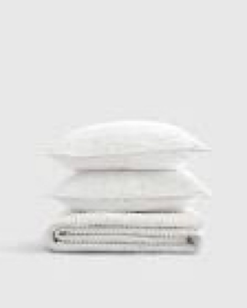 quince, european linen cotton stitch quilt set of 3(king)white