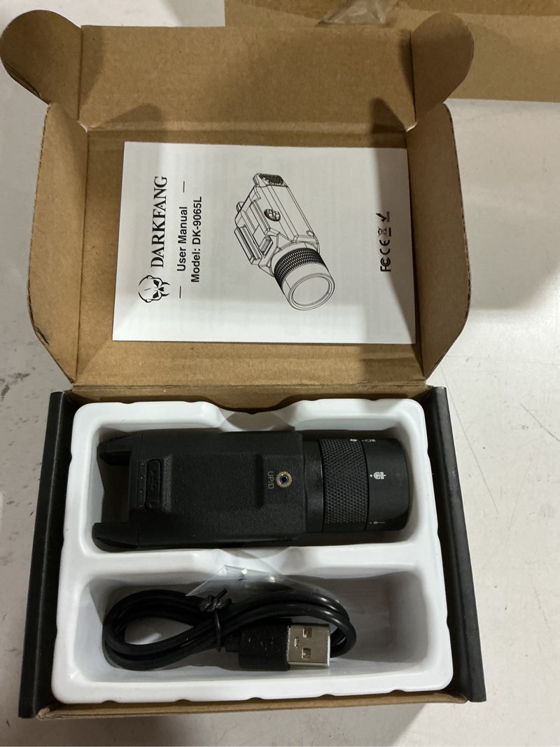 Condition photo showing As Is for darkfang tactical flashlight and green laser light combo 1500 lumen for shotgun/pistol light with momentary/strobe function for 1913 picatinny rail