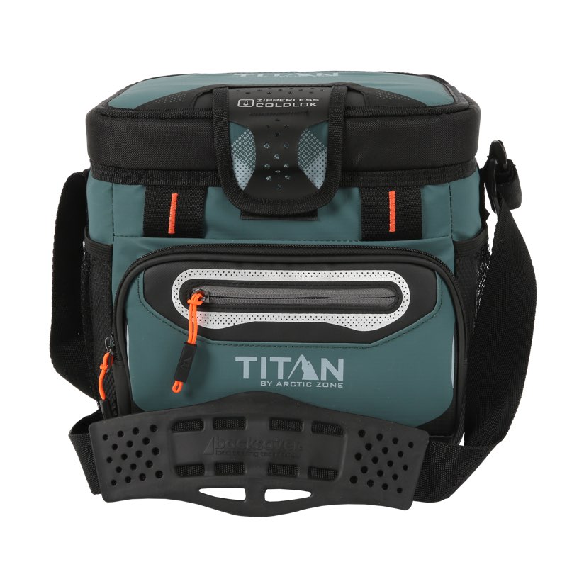 titan by arctic zone 9 can zipperless soft cooler with hardbody liner, jungle hunt