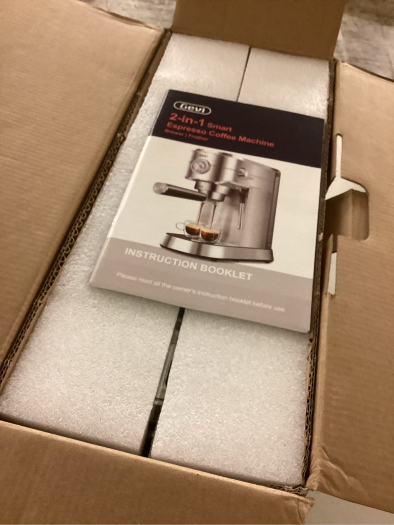 Condition photo showing New/Like New for gevi espresso machine 20 bar with portafilter for nespresso original capsules and coffee powder, professional espresso maker with milk frother for cappuccino, latte, compact espresso coffee machine