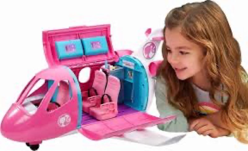 barbie dreamplane airplane playset with puppy and snack cart  15+ accessories