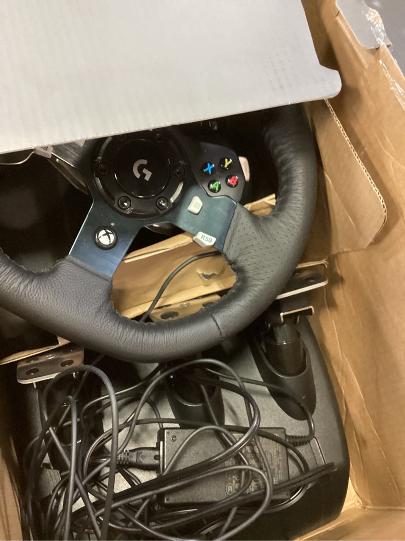 Condition photo showing As Is for Logitech G920 Driving Force Racing Wheel and Floor Pedals, Real Force Feedback, Stainless Steel Padd
