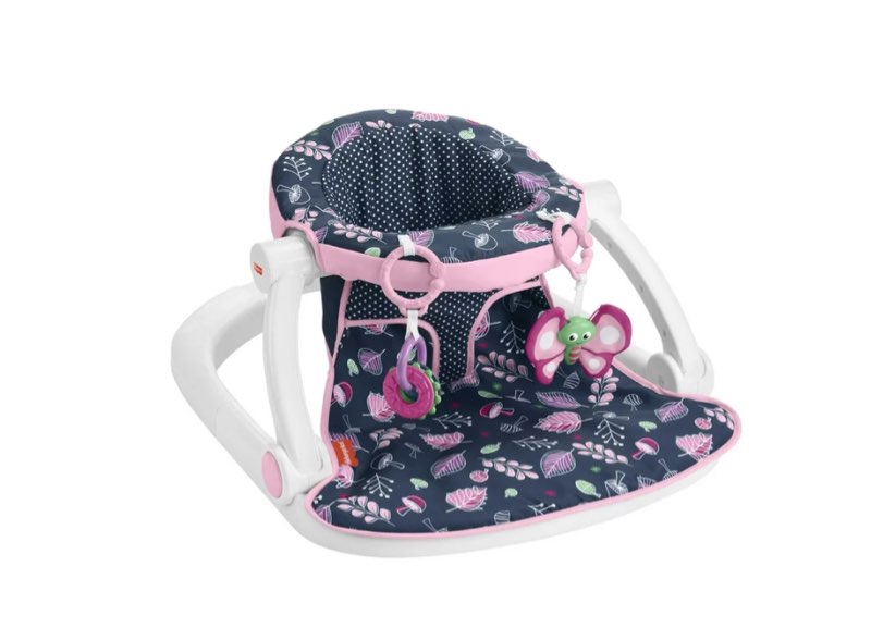 Fisher-Price Sit-Me-Up Floor Seat Portable Infant Chair with 2 Toys, Forest Finds, Unisex