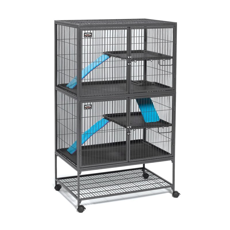 midwest homes for pets ferret nation double unit small animal cage, 4 tiers, includes pans, shelves,