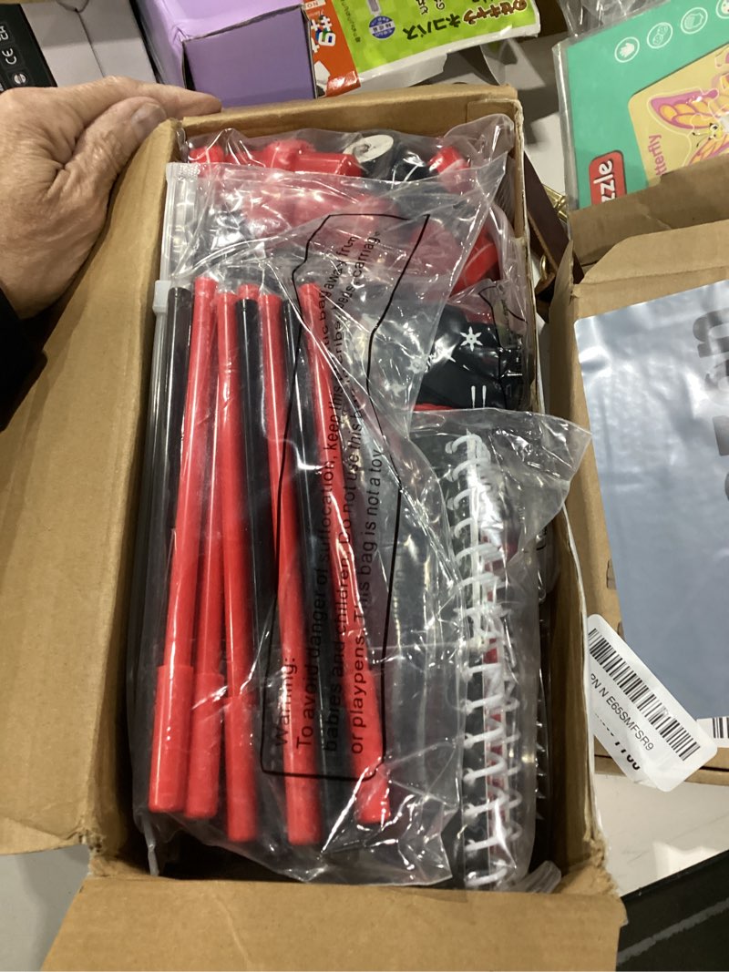 Condition photo showing As Is for wettarn 161 pcs ninja party favors include flying ninjas notepads silicone wristband keychains sticker stamp pen plastic cups with lids thank you tags for kids ninja birthday party supplies (cute) 161 cute