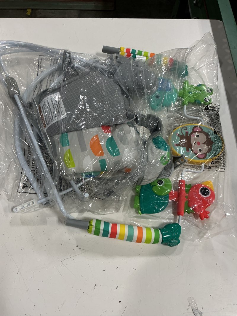 Condition photo showing As Is for bright starts playful paradise vibrating baby bouncer with toys