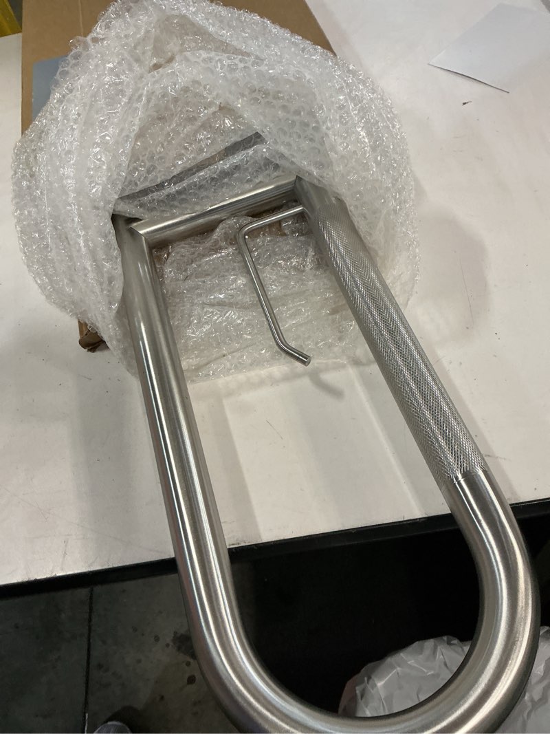 Condition photo showing Good Condition for Toilet Grab Bar 22.4 Inch, YuanDe Brushed Nickel Anti-Slip Support Rail, U Shaped Flip-Up Grab Bar with Paper Holder, Stainless Steel Knurled Handicap Safety Handrails for Disabled Elderly Pregnant 22.4 IN Brushed Nickel