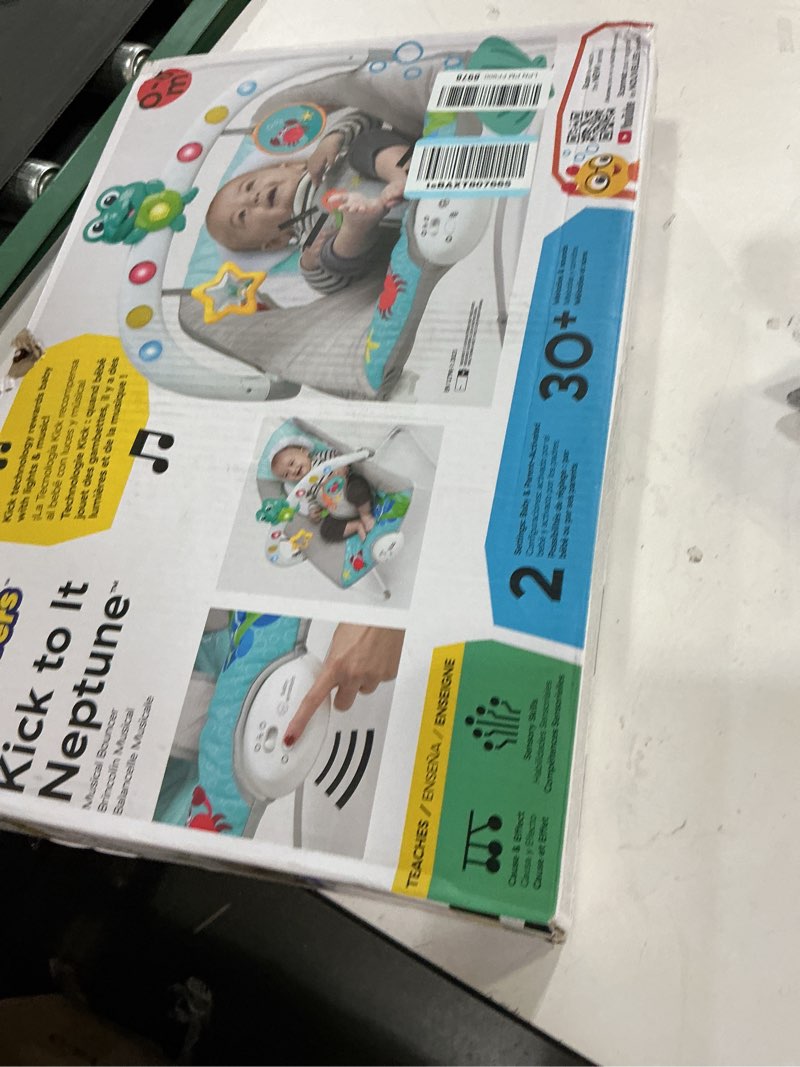 Condition photo showing New/Like New for Baby Einstein Ocean Explorers Musical Bouncer Infant Seat, Kick to It Neptune, Unisex, for Ages 0-6 Months up to 20 lbs