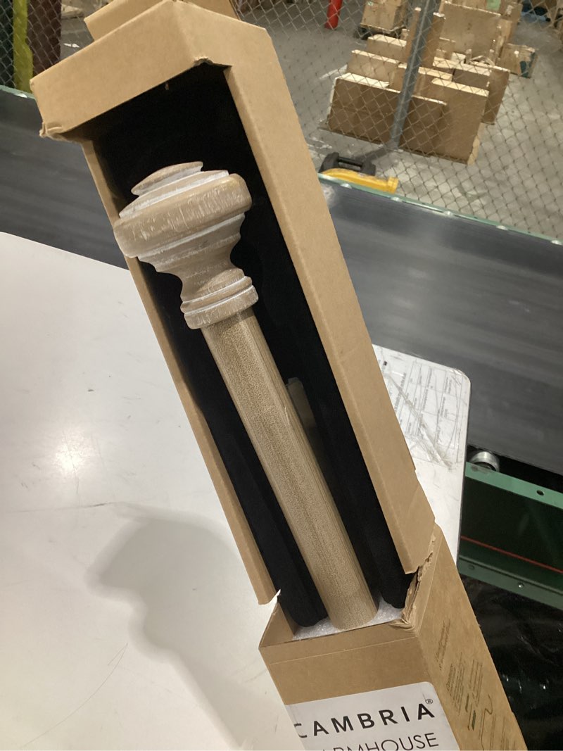 Condition photo showing Good Condition for mode farmhouse collection 1 1/8\" diameter curtain rod set with porch doorknob curtain rod finials and steel wall mounted adjustable curtain rod, fits 72” to 144” windows, weathered oak fits 88\" to 144\" wide windows (1 pack) weathered oak