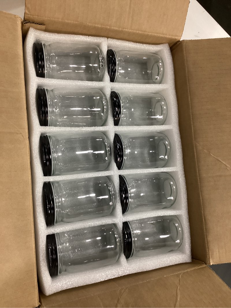 Condition photo showing New/Like New for QAPPDA Mason Jars,Glass Jars With Lids 12 oz,Canning Jars For Pickles And Kitchen Storage,Wide Mouth Spice Jars With Black Lids For Honey,Caviar,Herb,Jelly,Jams,Set of 20