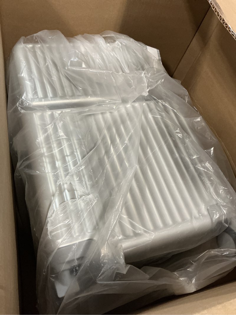 Condition photo showing Good Condition for zipperless luggage, 22.4" x 15.4" x 9.4" aviation certified, polycarbonate aluminum hardshell, expandable carry-on luggage with spinner wheels, hardshell luggage, 20 inch cabin silver 20 inch